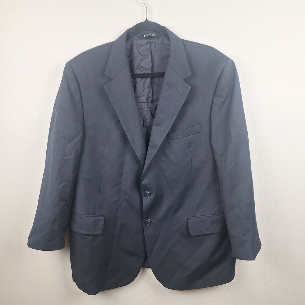 Joseph A Bank Black Wool Blazer Size 44S 2-Button Blazer Traveller's Collection